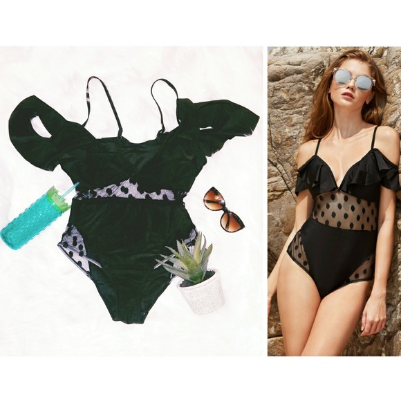 polka dot mesh swimsuit